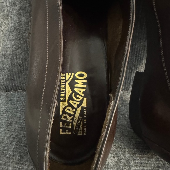 Salvatore Ferragamo Mens Brown Leather Loafers Shoes 13 D 2004 324U Made Italy main image 9